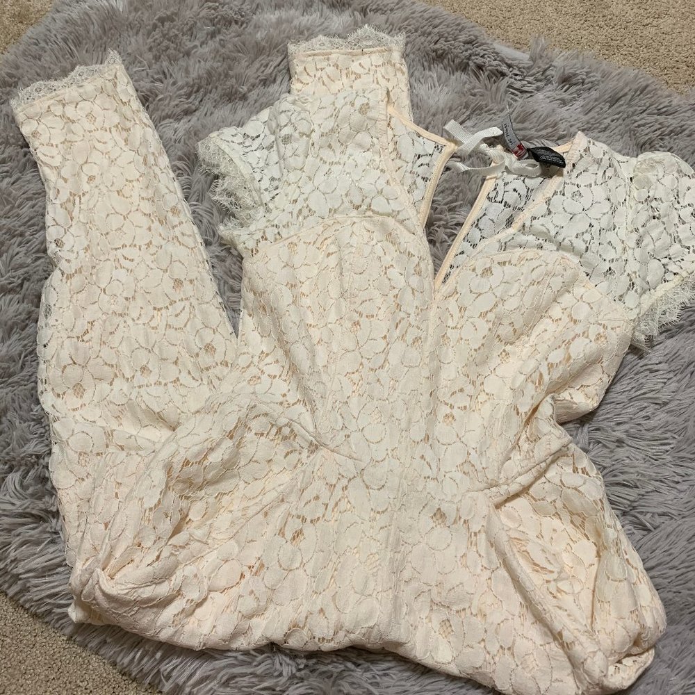 XS lace ivory jumpsuit